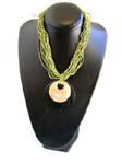 Bali jewelry wholesale store supplies Green beaded fashion necklace with sea shell pendant