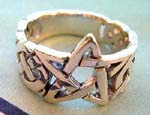 Celtic silver ring distrbution supply site. Sterling silver celtic knot band with pentagram on front
